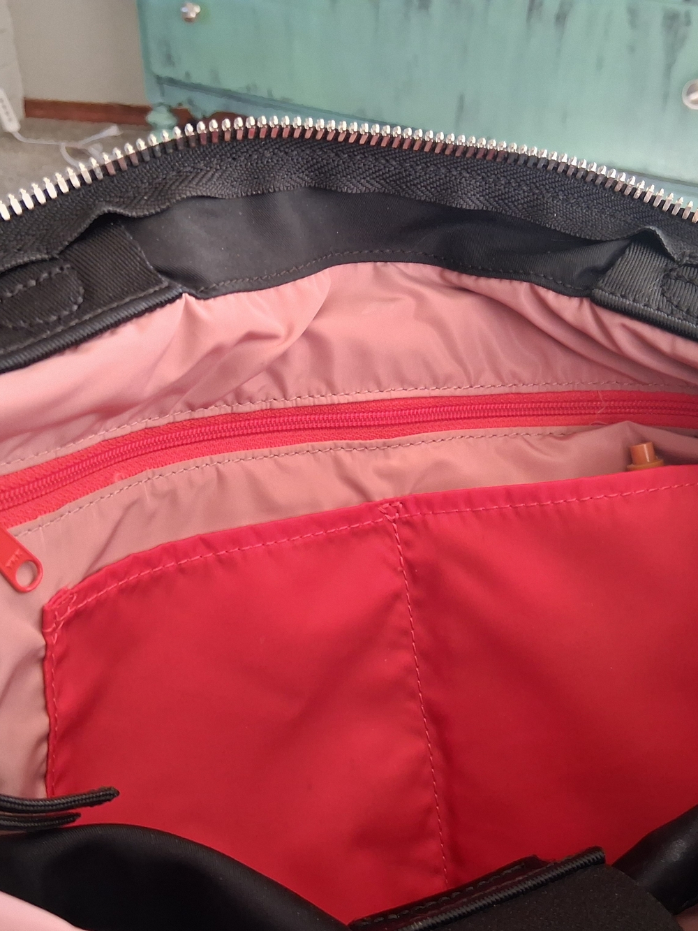 Everyday Black Nylon Tote with Front Zip Pocket - Picture 3 of 6